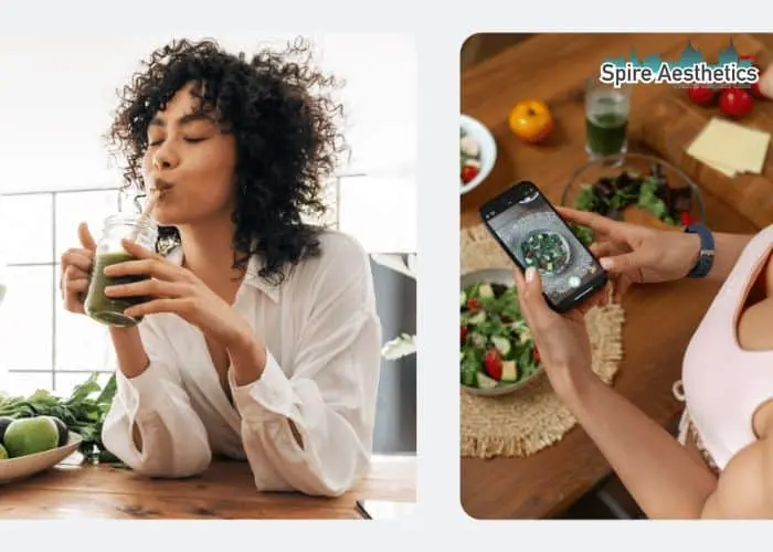 Image of woman looking into her diet and fat freezing Hackney to improve her health